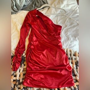 Lucy in the Sky one shoulder red mini dress